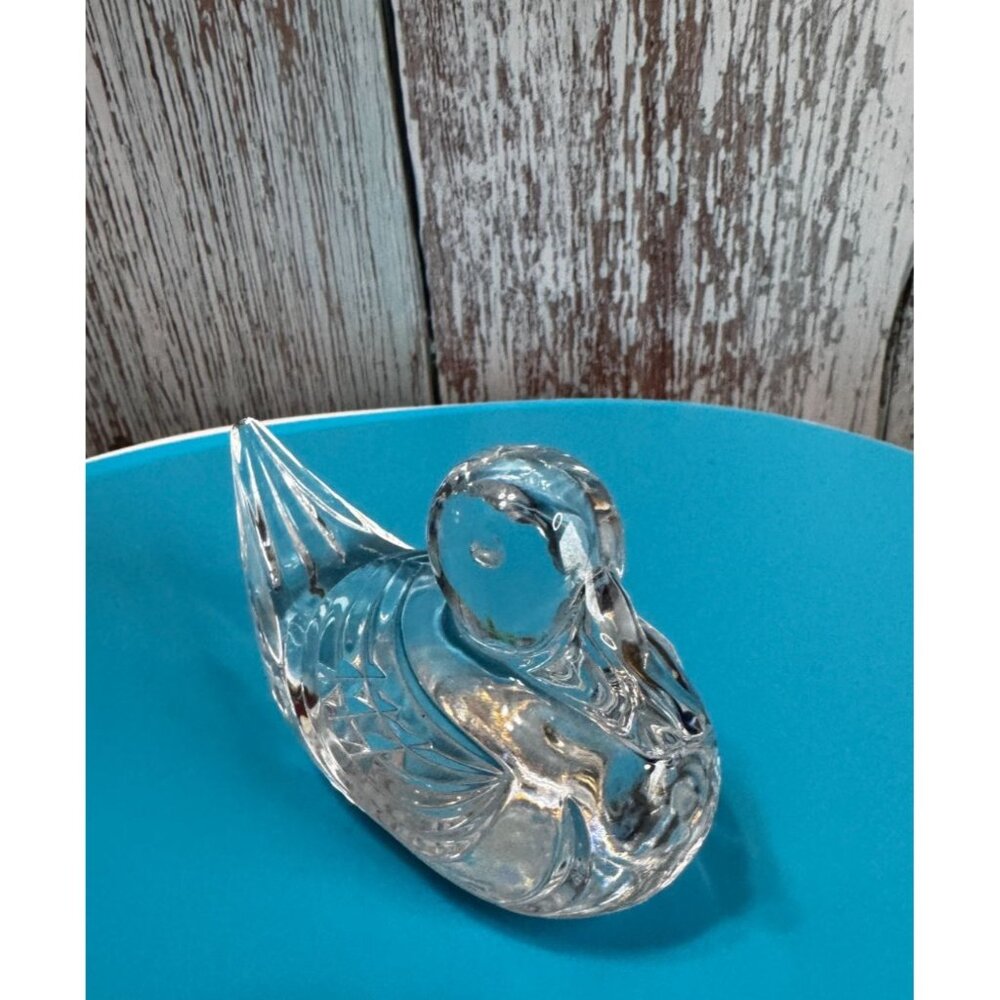 Waterford Crystal Duck Paperweight Cut Crystal Bird Figurine 4" x 2 1/2" No Bo - Picture 2 of 7